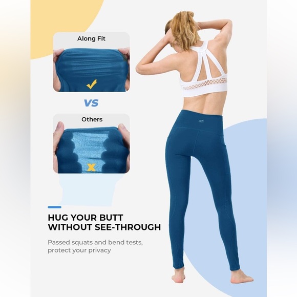 Along Fit teal cropped yoga pants leggings with side pockets super stretch small - Picture 13 of 13